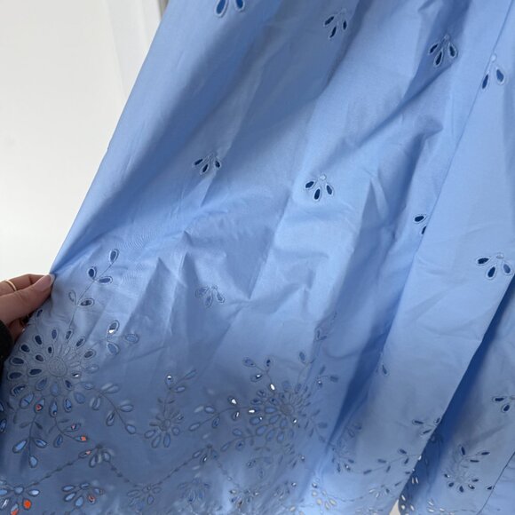 NWT Altuzarra Lydia Eyelet Midi Dress Wrap Open Neck Slit Skirt Cuffed Sleeves - Picture 8 of 12